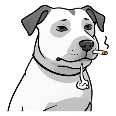 Dog smoking and squinting eyes tiredly  sticker