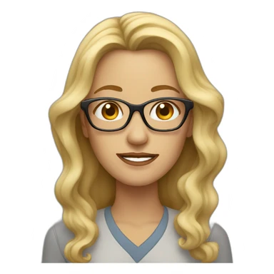 middle aged woman with wavy long blonde hair wearing glasses sticker