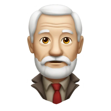 old man with dark bear , white color face, red tatto sticker