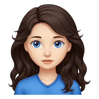 Girl with lond wavy dark brown hair and blue eys  sticker