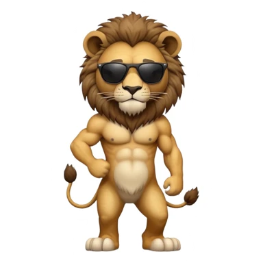 anthropomorphised lion wearing dark sunglasses walking upright sticker