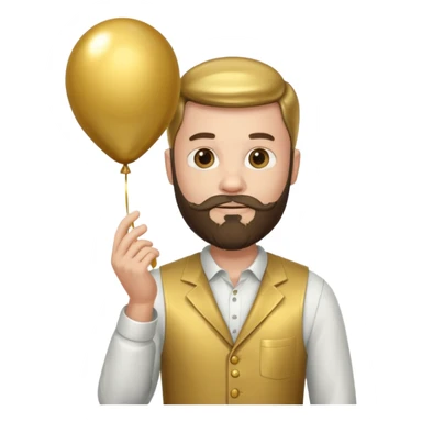Bearded man hold gold balloon sticker