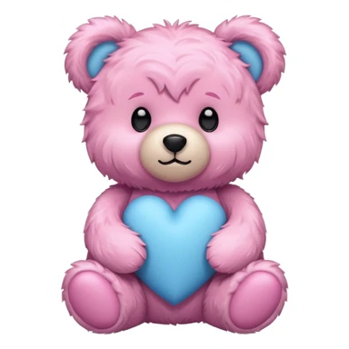 Pink and blue fluffy teddy  sticker