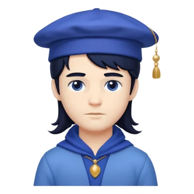 pale blueberry prince with long black hair blueberry hat and clothes sticker