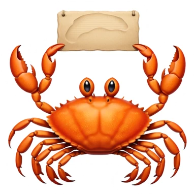 A crab holding a large blank sign sticker