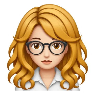 Uma garota de cabelos cacheados com mechas loiras, com pele morena clara e óculos sticker