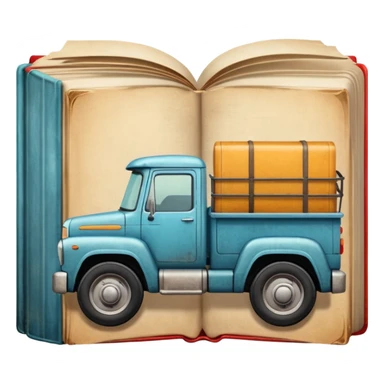 a book with a truck on the cover sticker