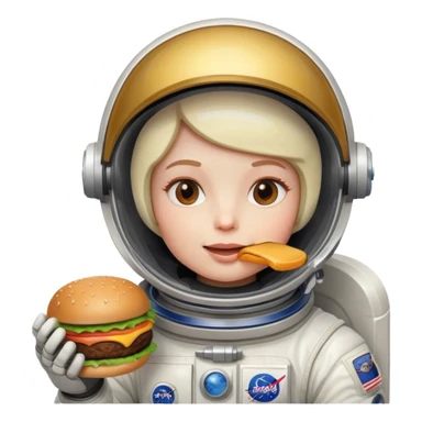 An astronaut is eating a burger. sticker