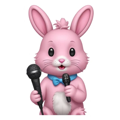 pink bunnie singing , holding mic sticker