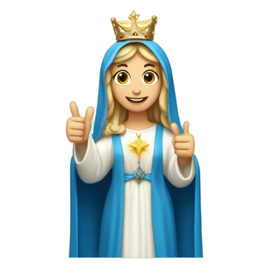 blessed virgin mary thumbs up, with blue veil, with crown, with halo sticker