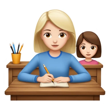 girl disscussion around a table sticker