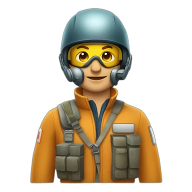 Pilote de chasse avec un tête sérieuse pas et avec un masque à oxygène et une visière sticker