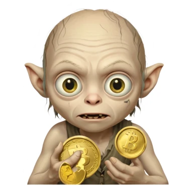 Gollum holding a coin sticker