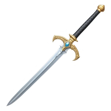 Double-edged arched sword with sticker