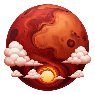 Crimson red planet with clouds sticker