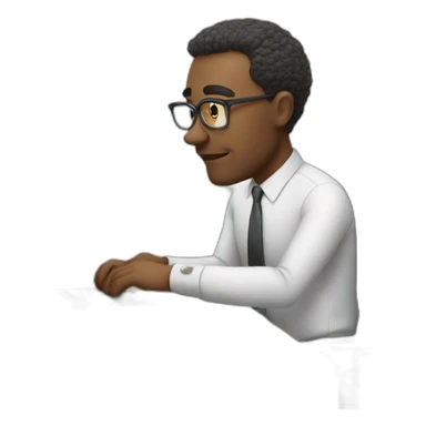 man working hard in office sticker