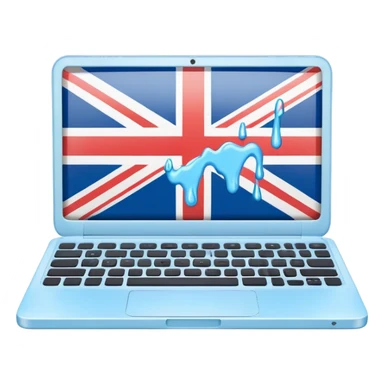 pastel melted laptop on the screen British flag sticker