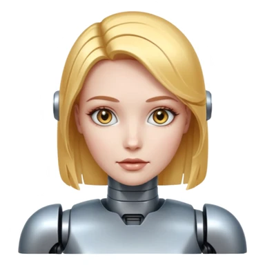 female different hair color metalic robot face sticker