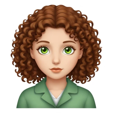 girl with brown curly hair and green eyes sticker