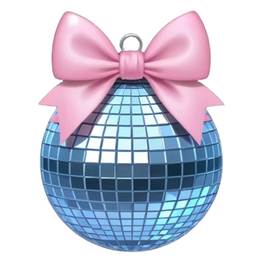 Disco ball with a light pink bow sticker