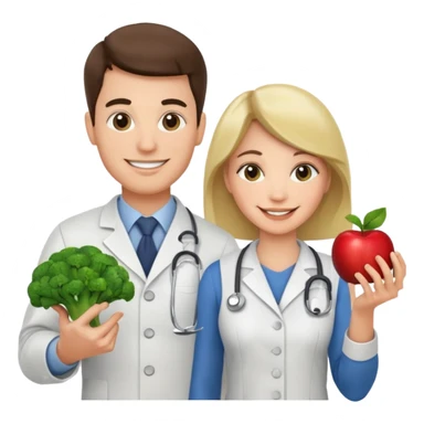 Crie para mim um emoji de Nutricionista casal homem e mulher sticker