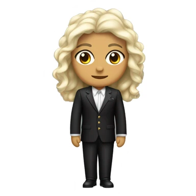 rockero caucasico vestido totalmente de negro con traje, alto, delgado ypelo crto y uitarra sticker