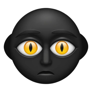 Minimal emoji, single eye made of black metal, pupil replaced by a solid metal number 8, restrained gothic symbolism, avant-garde minimalism, no glow, no neon, flat emoji style, centered, transparent background sticker