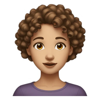portrait of midle easten curly girl with medium brown hair and brown eyes sticker