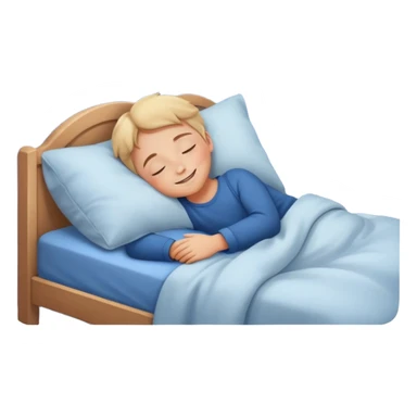 a child tucked in bed sleeping with a smile, night sky outside window sticker