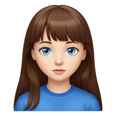 girl with long brown hair and bangs and blue eyes  sticker