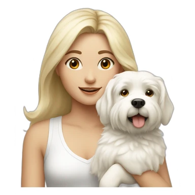 Blonde girl with white fluffy dog sticker
