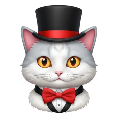 Cat  and wearing a top hat and a bow tie sticker