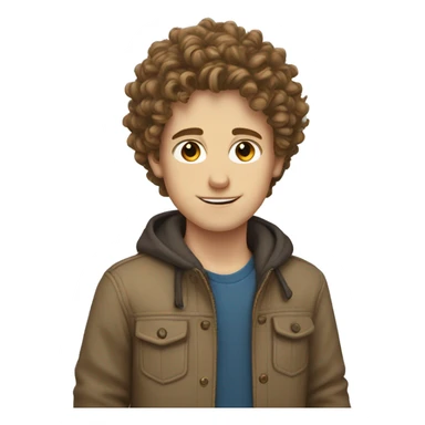 White boy withWhite boy with curly brown hair pulling blonde and brown eyes sticker