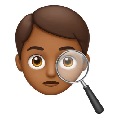 emoji with magnifying glass and black background with serious face brown face sticker