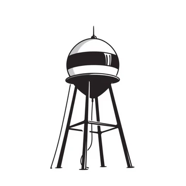 water tower, hand drawn doodle style sticker