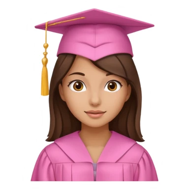 BRunette girl emoji with pink graduation cap sticker