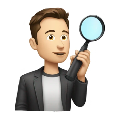 Elon musk holding magnifier sticker