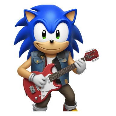 Sonic with guitar sticker