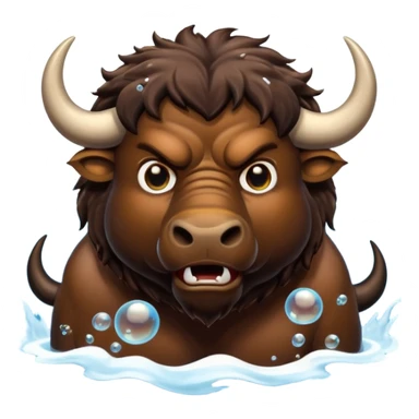 Angry buffalo in the water blowing bubbles  sticker
