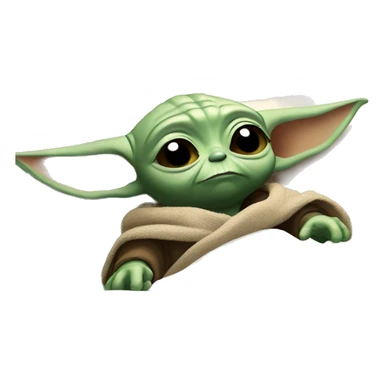 baby yoda is lying in bed with his eyes closed. Around him are flying letters ZZZZ sticker