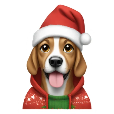 Dog wearing a Christmas hoodie  sticker