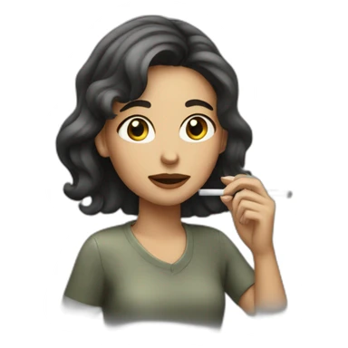 A girl smoke a cigarette sticker