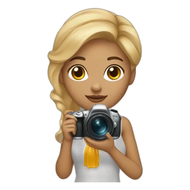 young women photographer light skin with honey colored blonde hair holding a camera canon sticker
