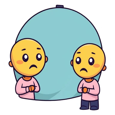 Cartoon face looking frustrated at mirror with hyperpigmentation spots sticker