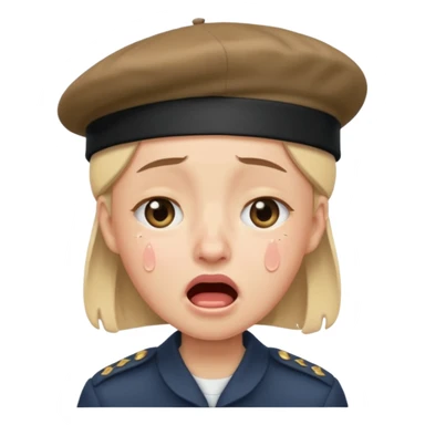 loudly crying face with beret sticker