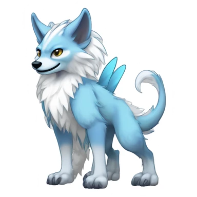 Cute Protogen-vernid-sergal-wickerbeast-fantasy-animal-fursona griffsnuff & LiLaiRa & Falvie full body white and light blue fur with white outline sticker