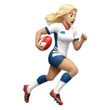 Blonde woman rugby player running with ball sticker
