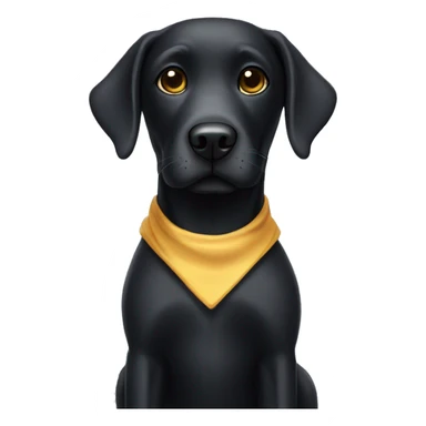 A black lab with a costume sticker