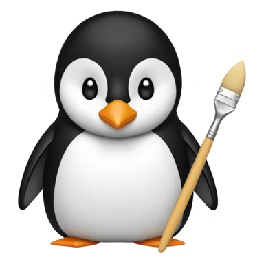 Pingouin avec un pinceau sticker
