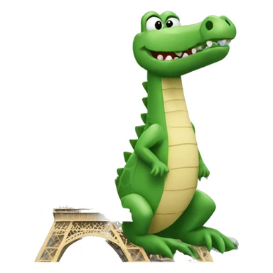 Crocodile sitting on an Eiffel Tower sticker